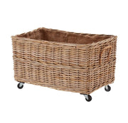 Wovenhill Kubu Rattan Rectangular Log Basket with Wheels - REGN