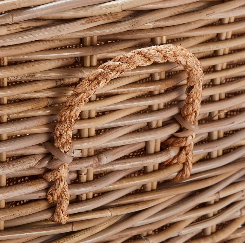 Wovenhill Kubu Rattan Rectangular Log Basket with Wheels - REGN