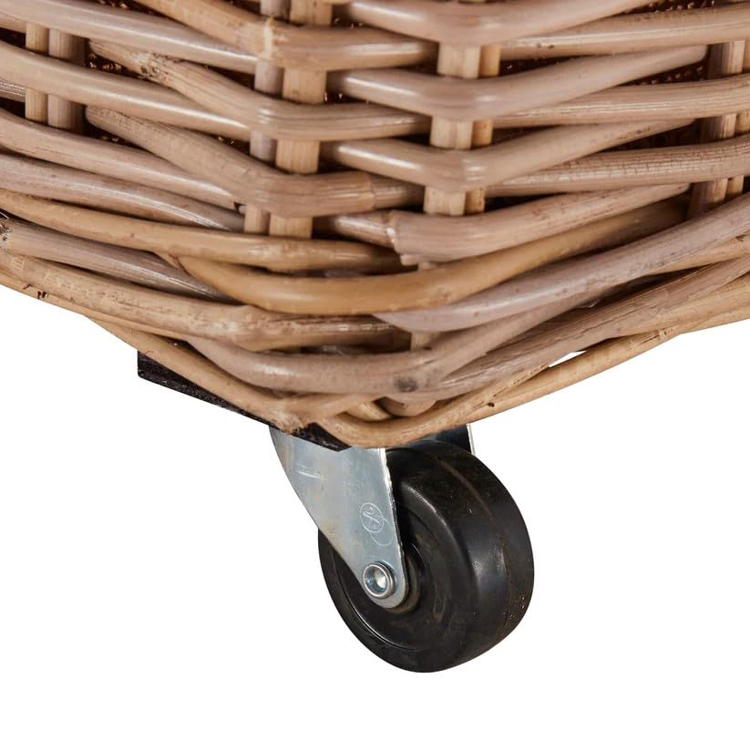 Wovenhill Kubu Rattan Rectangular Log Basket with Wheels - REGN