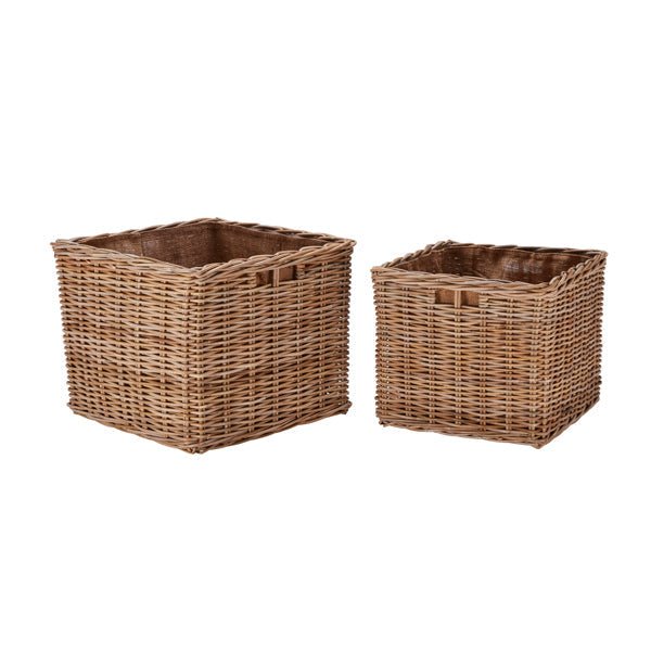 Wovenhill Kubu Rattan Square Log Basket - REGN