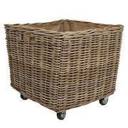 Wovenhill Kubu Rattan Square Log Basket with Wheels - REGN