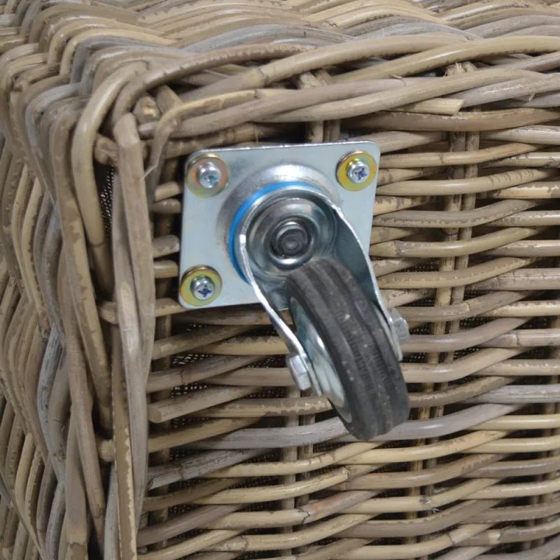 Wovenhill Kubu Rattan Square Log Basket with Wheels - REGN