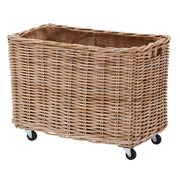 Wovenhill Kubu Rattan Tall Oblong Log Basket with Wheels - REGN