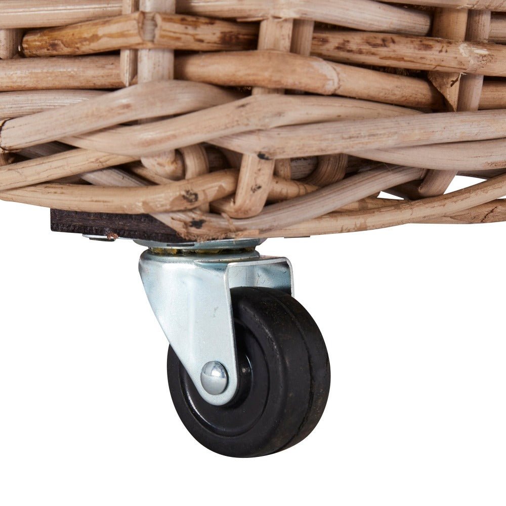 Wovenhill Kubu Rattan Tall Oblong Log Basket with Wheels - REGN