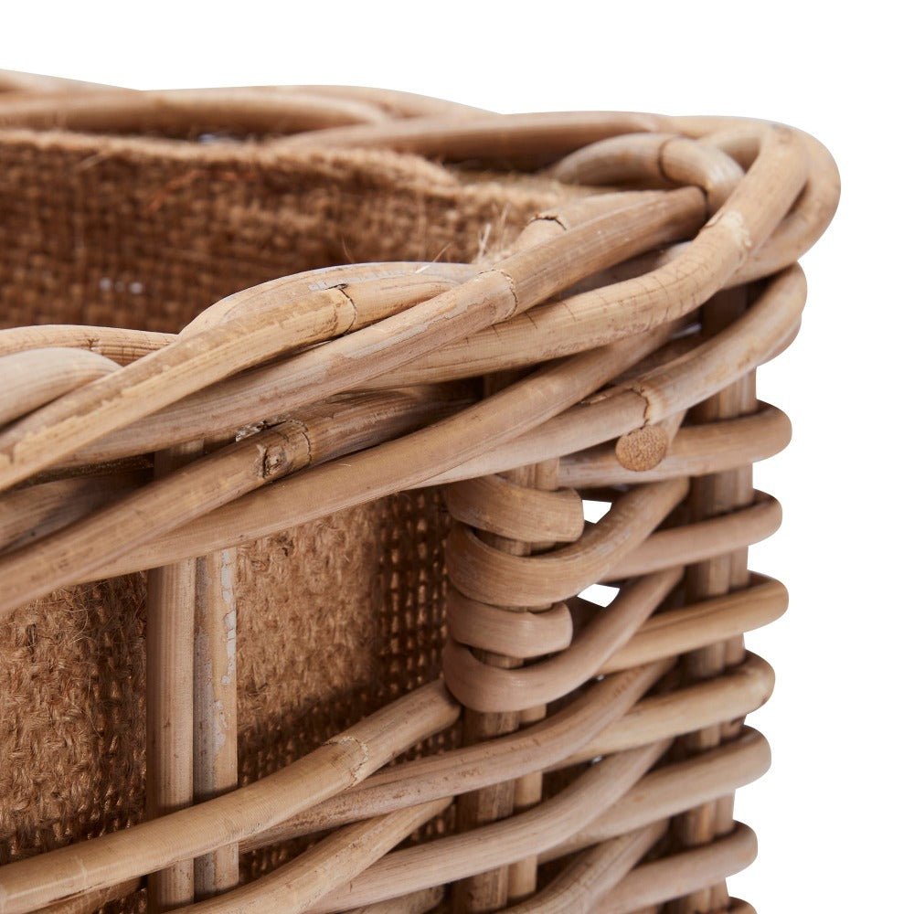 Wovenhill Kubu Rattan Tall Oblong Log Basket with Wheels - REGN