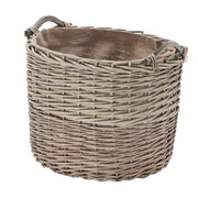 Wovenhill Oval Grey Wash Log Basket with Wooden Handles - REGN