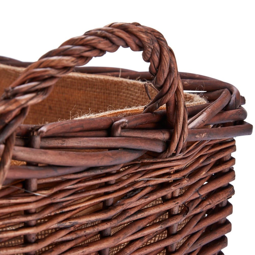 Wovenhill Wicker Bronze Square Log Basket with Hoop Handles - REGN