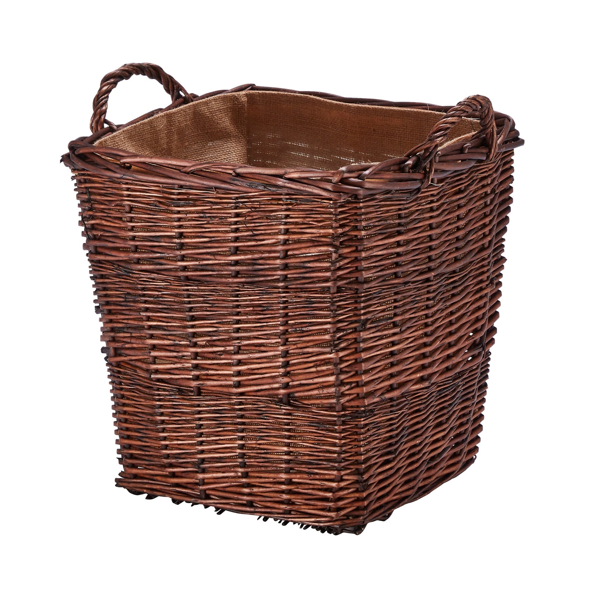 Wovenhill Wicker Bronze Square Log Basket with Hoop Handles - REGN