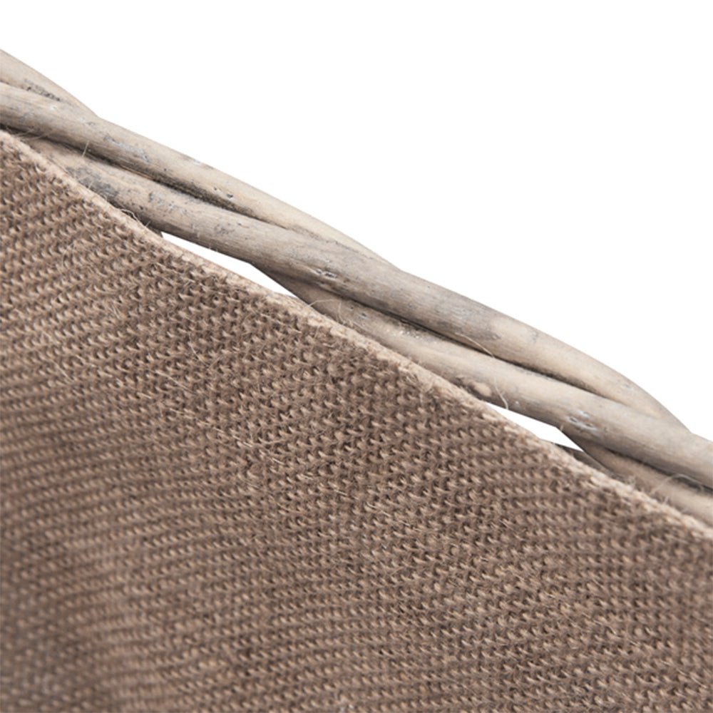 Wovenhill Wicker Grey Wash Square Log Basket with Hoop Handles - REGN