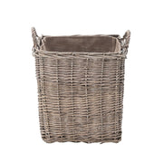 Wovenhill Wicker Grey Wash Square Log Basket with Hoop Handles - REGN