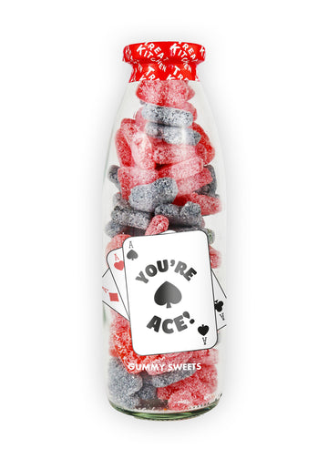 You're Ace - Fizzy Gummy Sweets in Message Bottle, 350g - Short Dated, Reduced To Clear - REGN