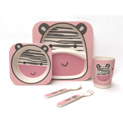 Zebra Bamboo Kids Dinner Set – 5 Piece Eco - Friendly Tableware - REGN