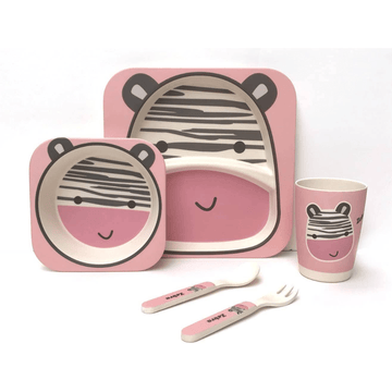 Zebra Bamboo Kids Dinner Set – 5 Piece Eco - Friendly Tableware - REGN