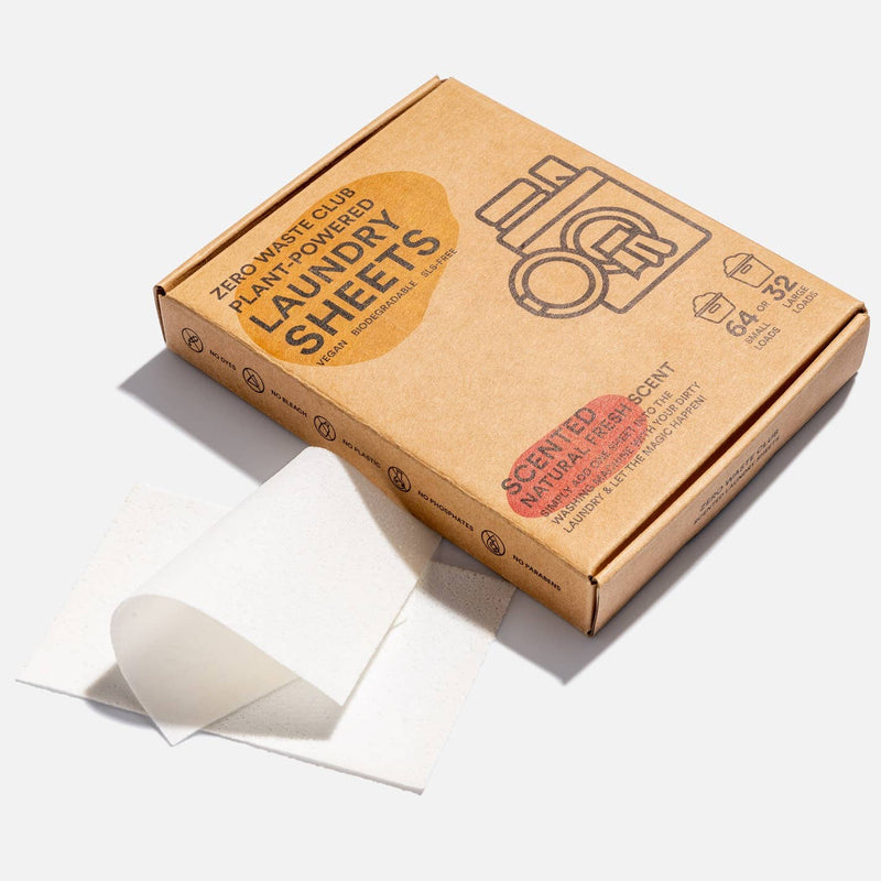 Zero Waste Club Eco-Friendly Laundry Detergent Sheets – Unscented | 384 Washes