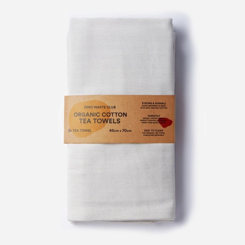 Zero Waste Club Organic Cotton Herringbone Weave Tea Towels – Pack of 2 - REGN