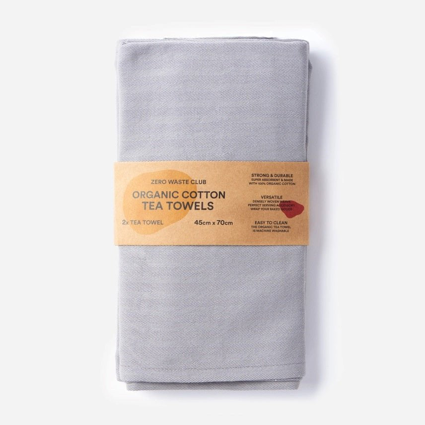Zero Waste Club Organic Cotton Herringbone Weave Tea Towels – Pack of 2 - REGN