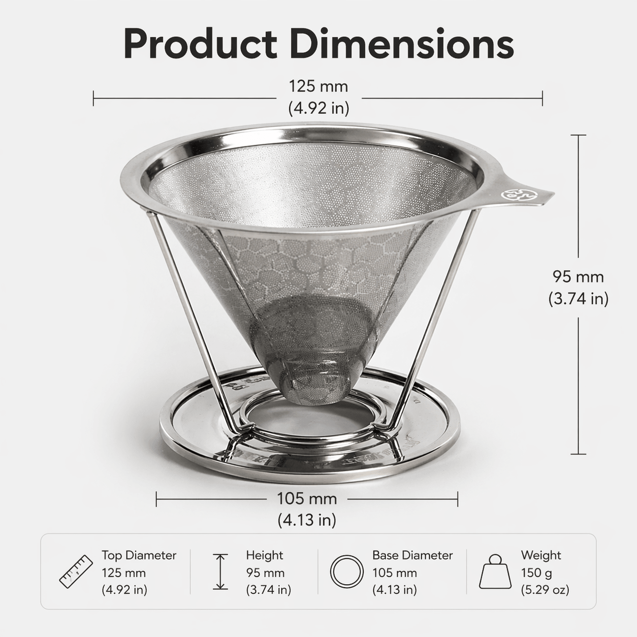 Zero Waste Club Reusable Stainless Steel Coffee Filter - Eco - Friendly & Durable - REGN