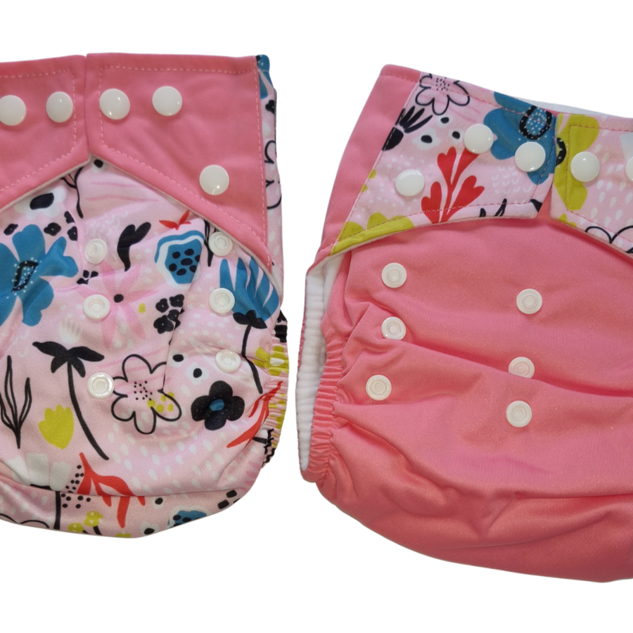 Pink Floral Cloth Nappies (Twin Pack)