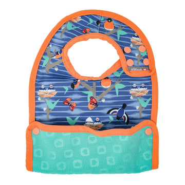 Double-Sided Weaning Bib With Crumb Catcher - Twilight Garden