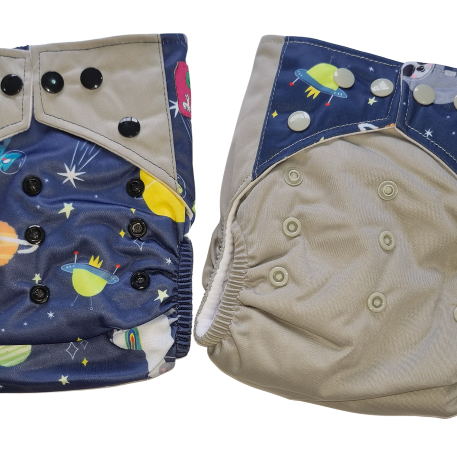 Grey Night Cloth Nappies (Twin Pack)