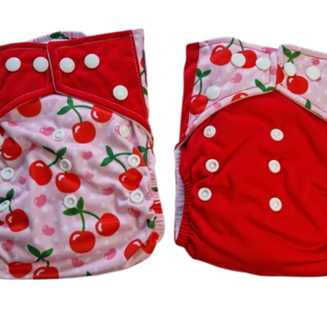 Red Cherry Cloth Nappies (Twin Pack)