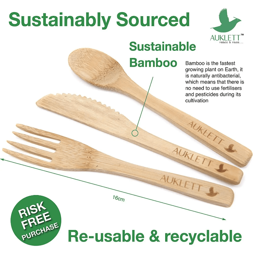24 Pack Reusable Bamboo Cutlery Set - REGN