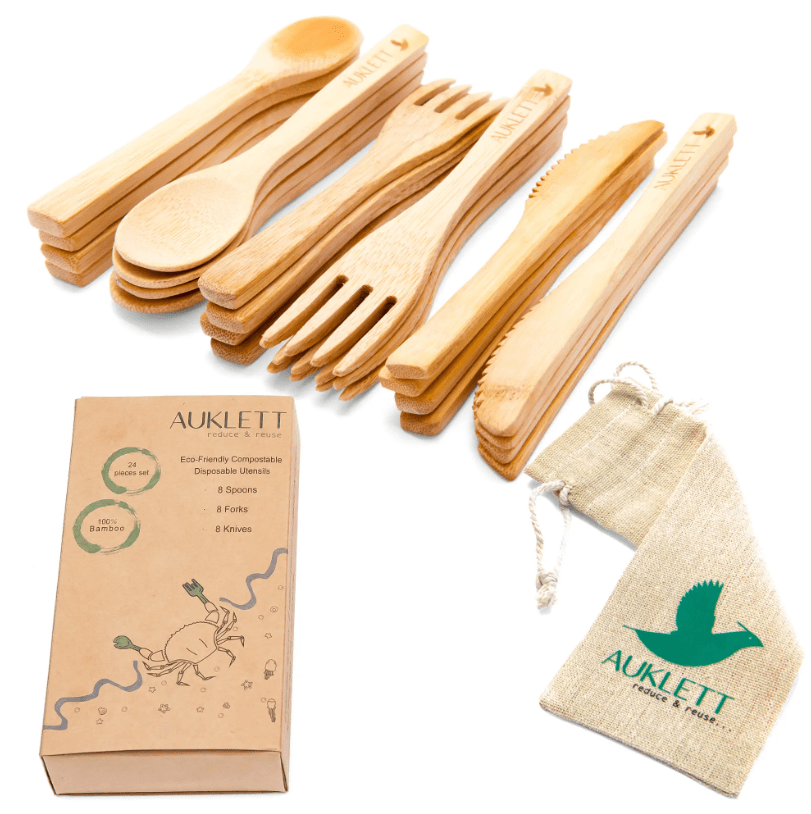 24 Pack Reusable Bamboo Cutlery Set - REGN