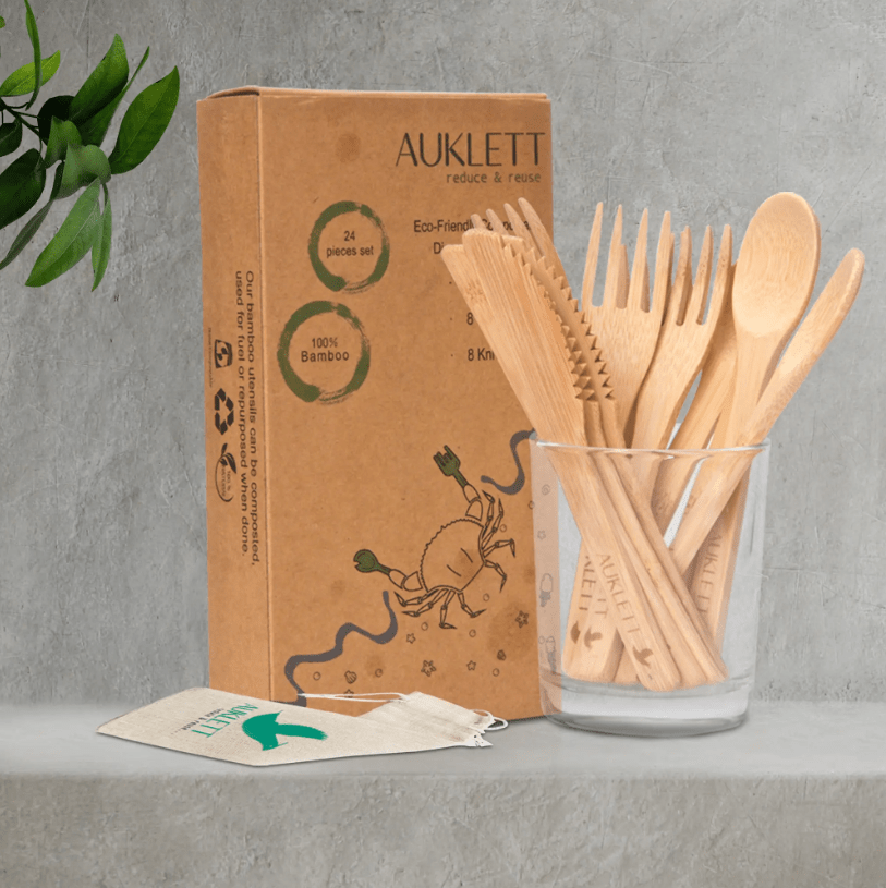 24 Pack Reusable Bamboo Cutlery Set - REGN