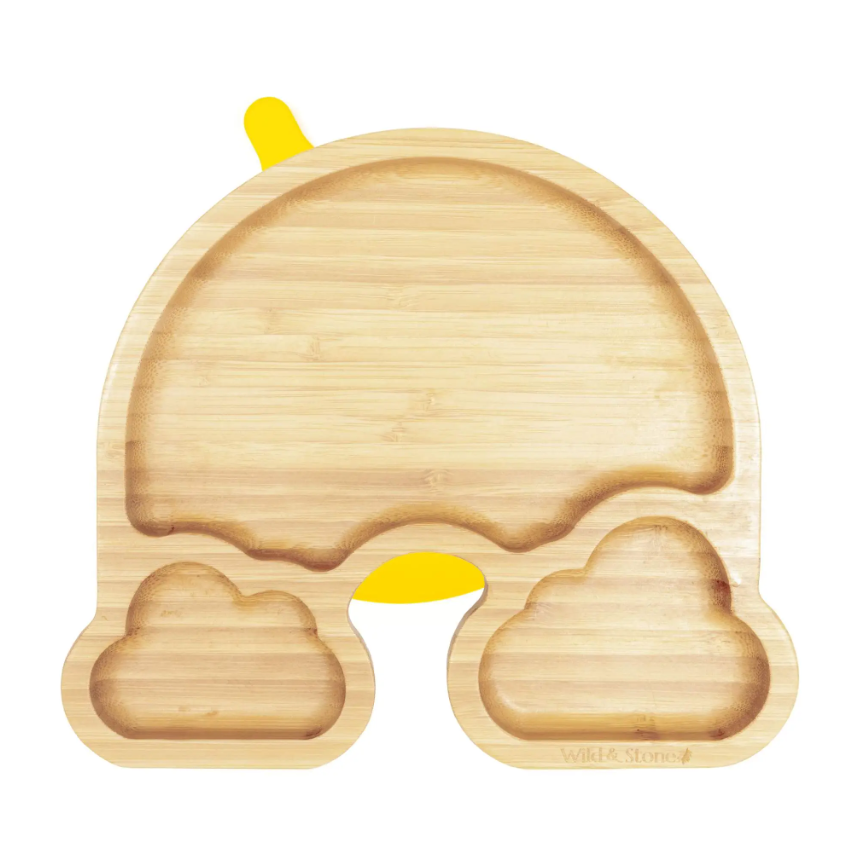 Baby weaning rainbow plate in yellow