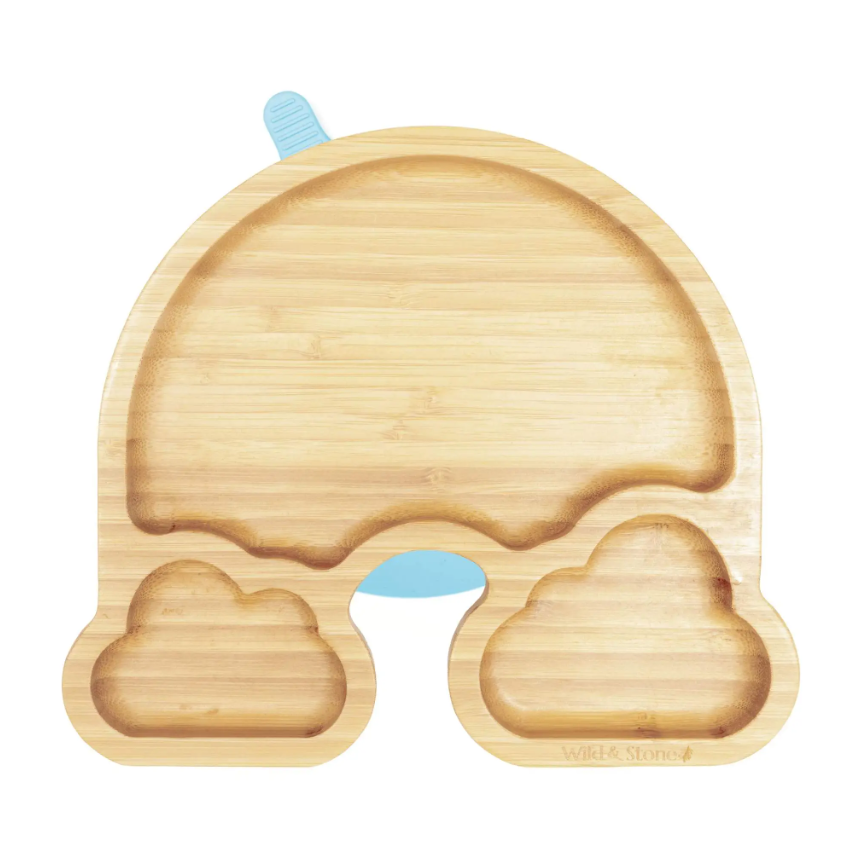 Baby weaning rainbow plate in blue