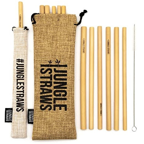 Jungle Straws® Reusable Bamboo Straws - Set Of 12