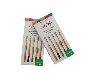 Pack of 4 Adult Bamboo Toothbrushes by &Keep