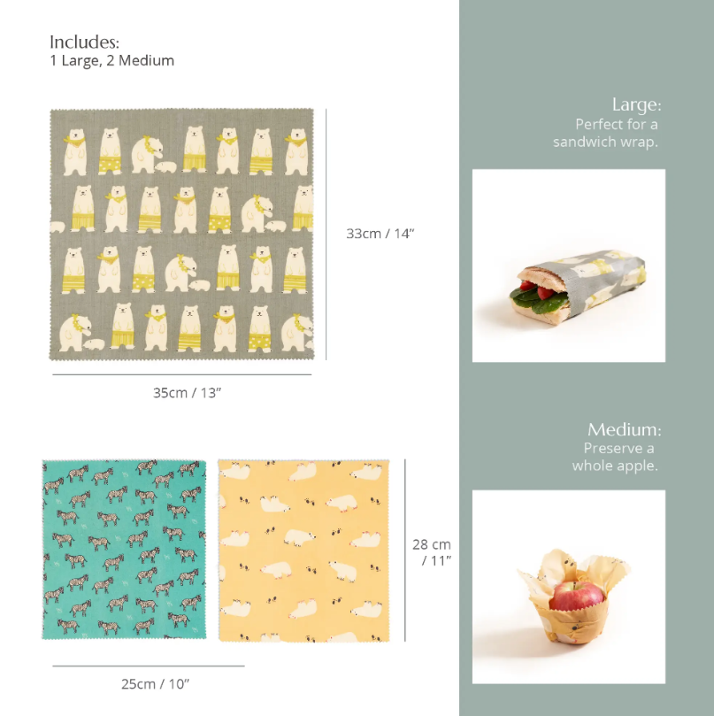 Beeswax food wraps and what is included