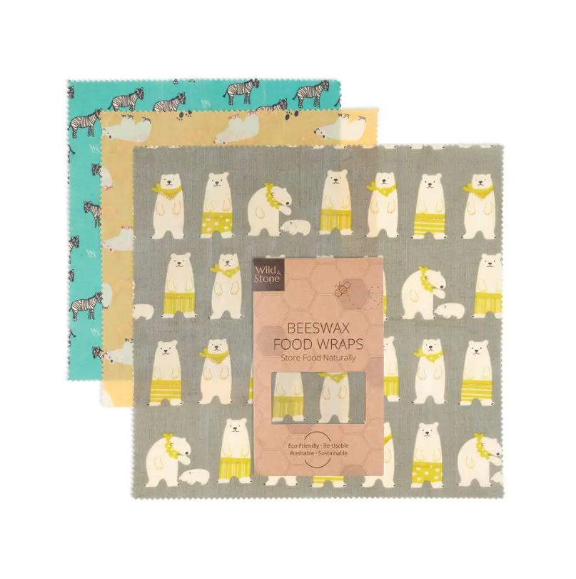 Beeswax food wraps with animal print design