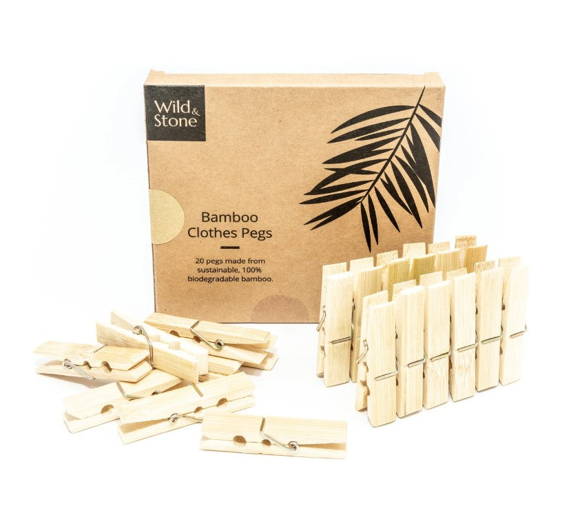 pack of 20 bamboo pegs with box