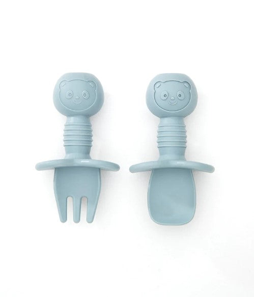 Baby silicone cutlery set in blue