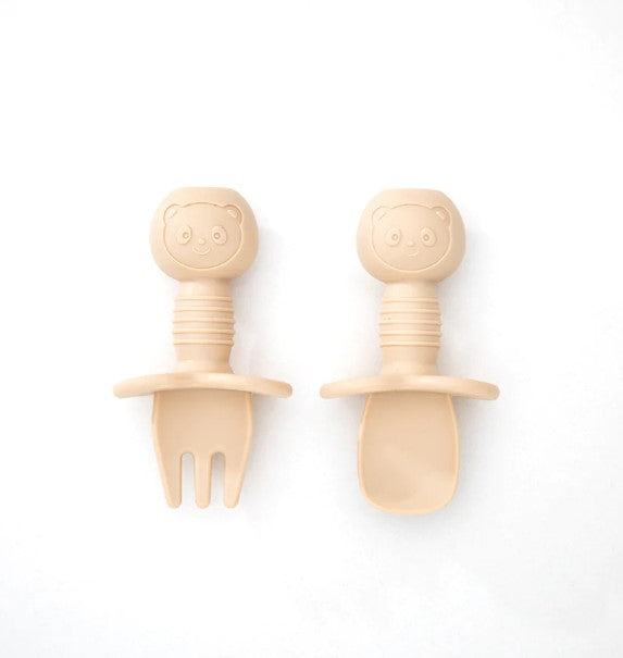 Baby silicone cutlery set in cream