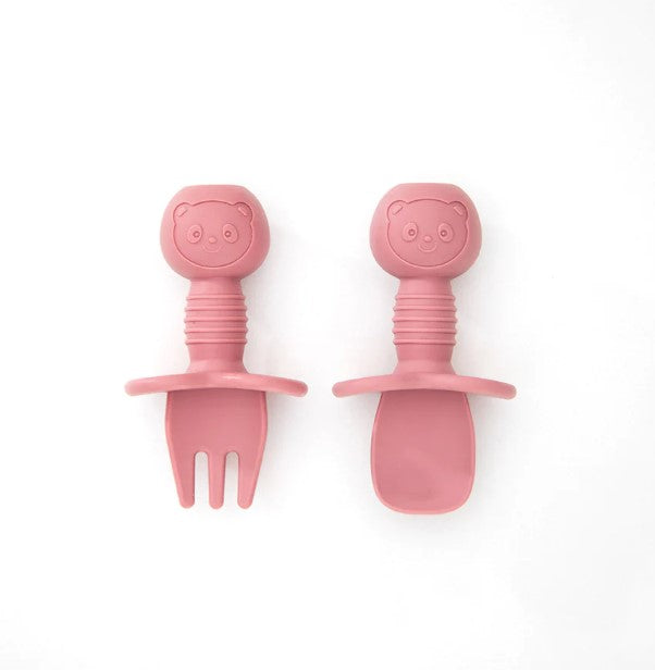 Baby silicone cutlery set in mulberry