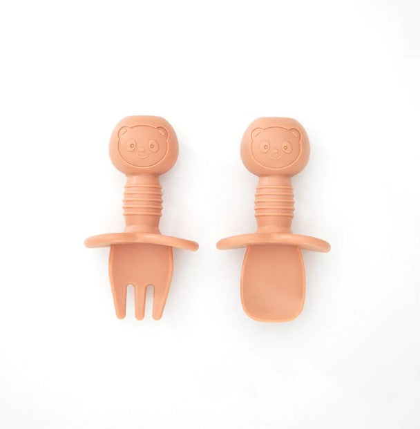 Baby silicone cutlery set in orange