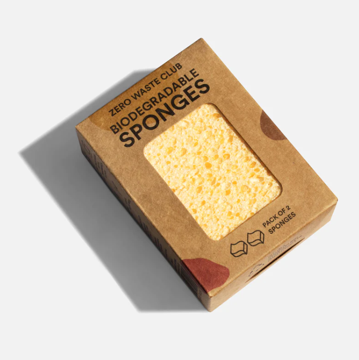 Biodegradable Kitchen Sponges - Pack of 2 in yellow boxed