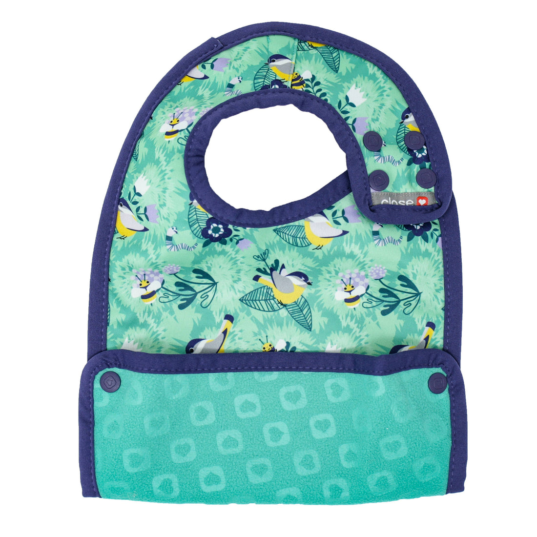 Double-Sided Weaning Bib With Crumb Catcher - Around the Garden