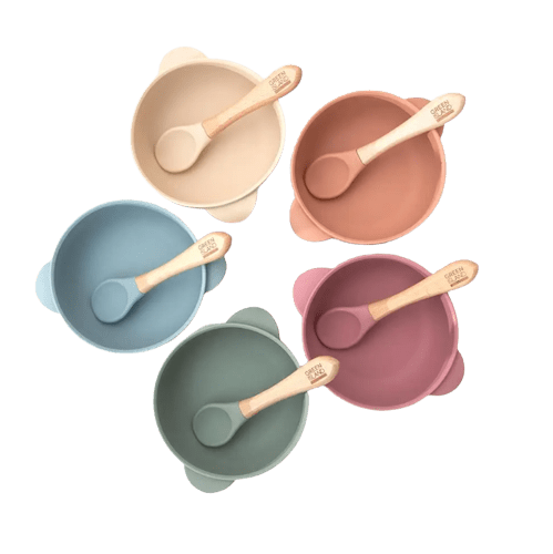 Baby Suction Bowl With Lid & Bamboo Spoon - REGN