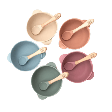 Baby Suction Bowl With Lid & Bamboo Spoon - REGN