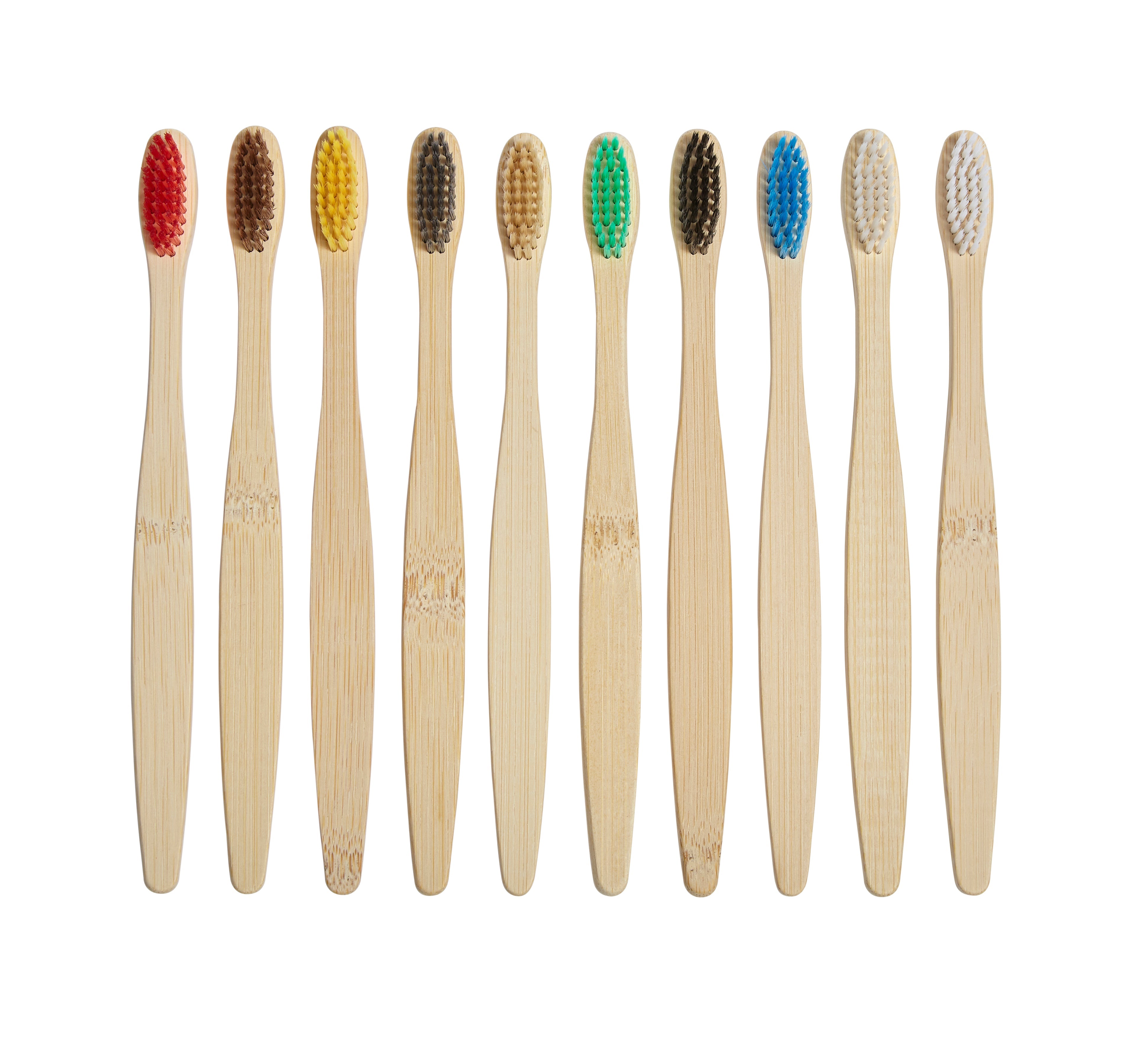 Bamboo Eco Friendly Toothbrushes Multi Colour 10 Pack - Adult - Buy One Get One Half Price! - REGN