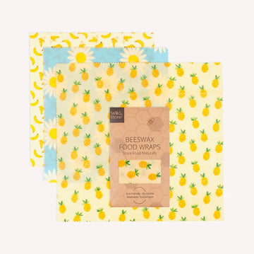 Beeswax food wraps with fruit pattern