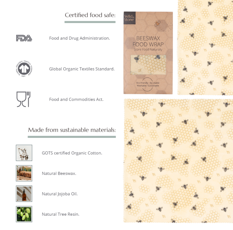 Beeswax food wraps certified food safe
