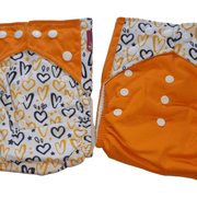 Binnie Baby Eco Orange Hearts Cloth Nappies 2 Pack, Sustainable Ultra Comfort Baby Nappy - REGN
