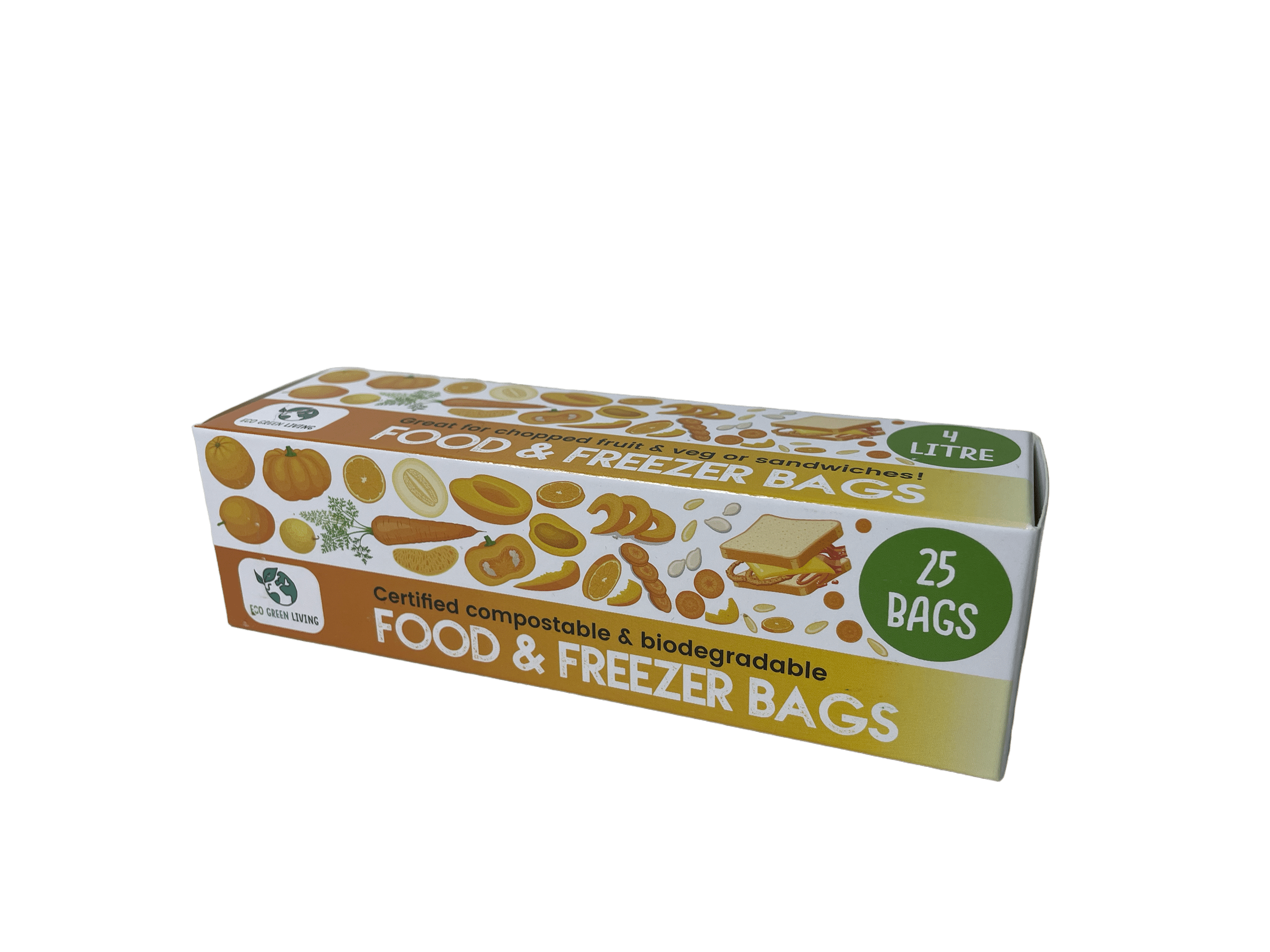 Compostable Biodegradable Food Storage Freezer Bags, Leakproof Airtight Eco Green Living Storage Bags - 4 Litres - REGN