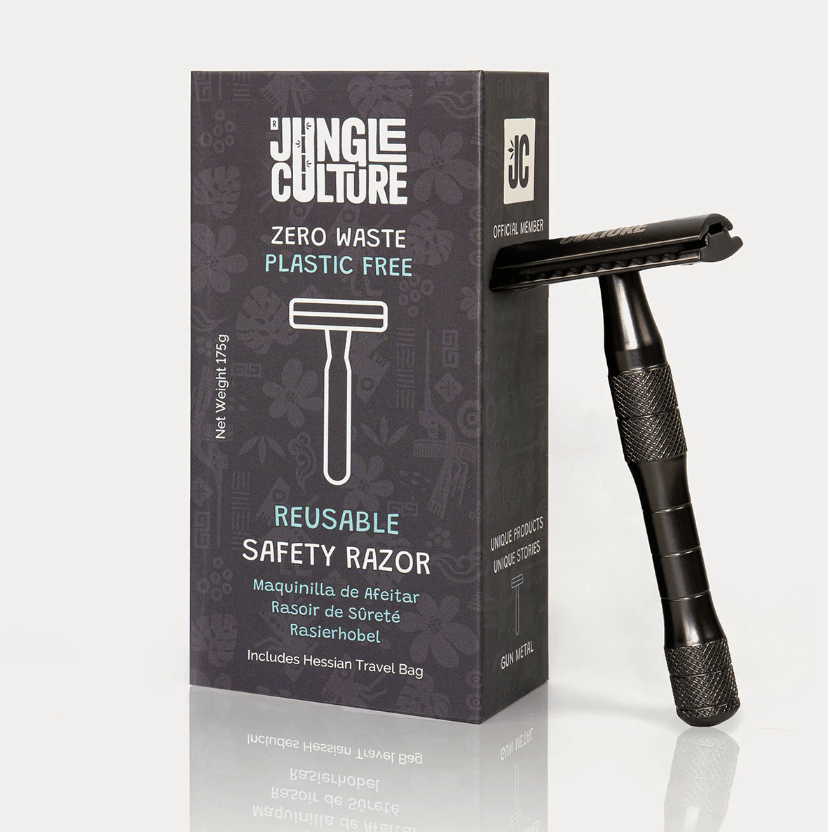 Jungle Culture Reusable Safety Razor - Premium Eco Single Blade Razor, Gun Metal - REGN