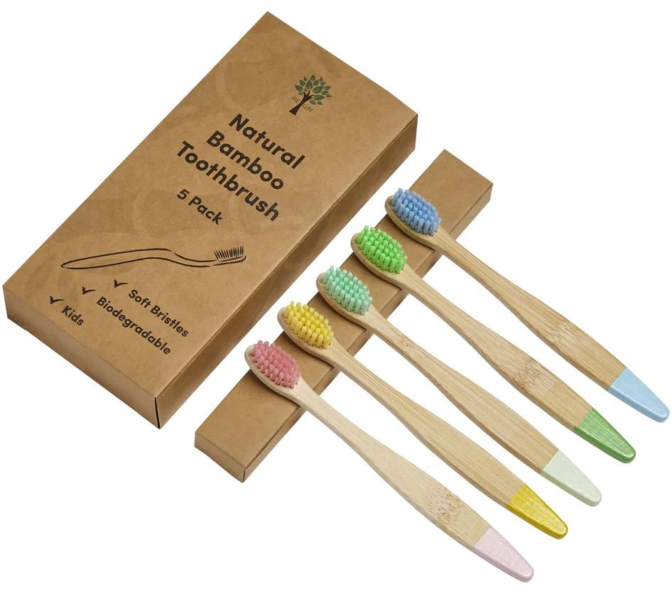 Kids Bamboo Eco Friendly Toothbrush For Children - 5 Pack - Buy One Get One Half Price! - REGN